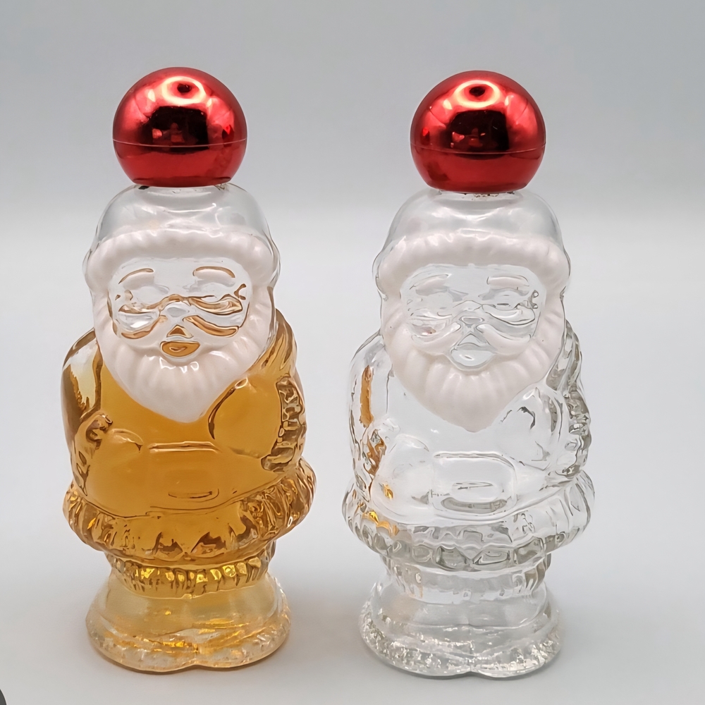 Vintage Avon Christmas, 1970's Avon Jolly Santa Glass Cologne Bottles